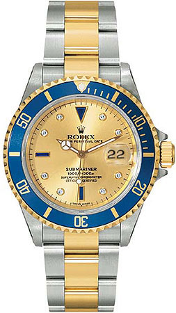 Rolex Submariner Series Submariner Date Two-Tone Steel with Diamonds and Sapphires Mens Wristwatch 16613CDD