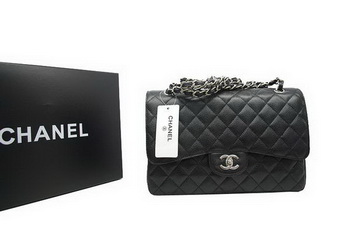 Chanel Jumbo Double Flaps Bag Black Original Caviar Leather A36097 Silver Chanel Jumbo Double Flaps Bag Black Original Caviar Leather A36097 Silver