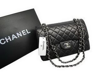 Chanel Jumbo Double Flaps Bag Black Original Lambskin Leather A36097 Silver Chanel Jumbo Double Flaps Bag Black Original Lambskin Leather A36097 Silver