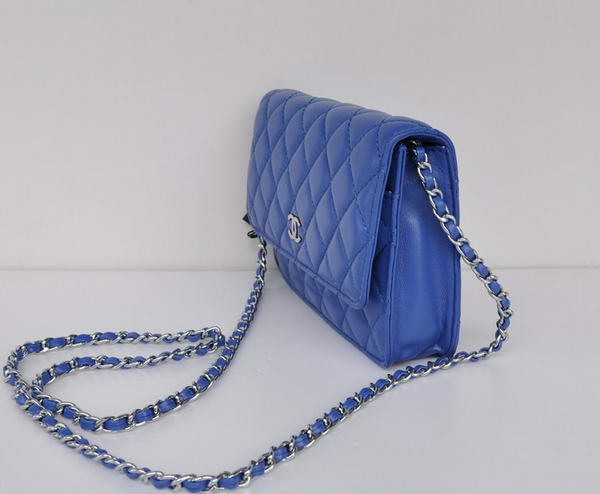 Chanel Lambskin Flap Bag A33814 Blue With Silver Hardware Chanel Lambskin Flap Bag A33814 Blue With Silver Hardware