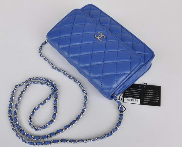 Chanel Lambskin Flap Bag A33814 Blue With Silver Hardware Chanel Lambskin Flap Bag A33814 Blue With Silver Hardware