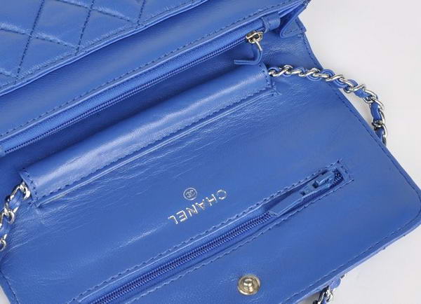 Chanel Lambskin Flap Bag A33814 Blue With Silver Hardware Chanel Lambskin Flap Bag A33814 Blue With Silver Hardware
