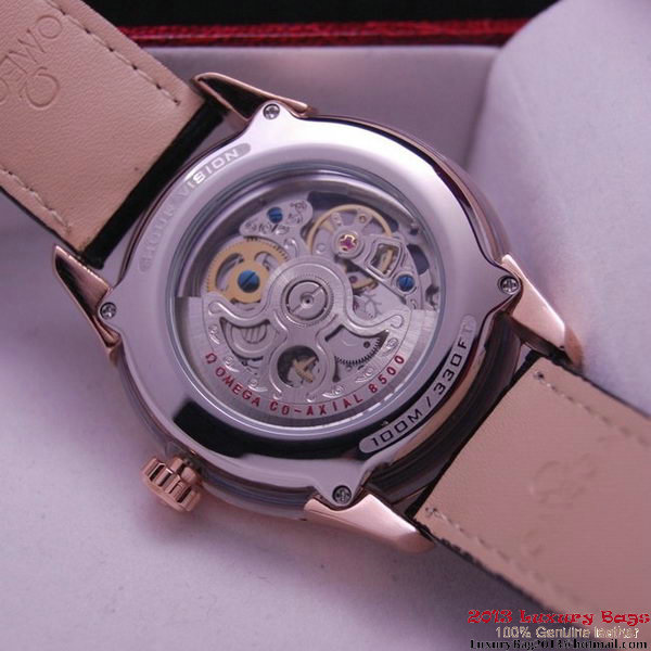 OMEGA DE VILLE Tourbillon Watches Red Gold on Black Leather Strap Om7014