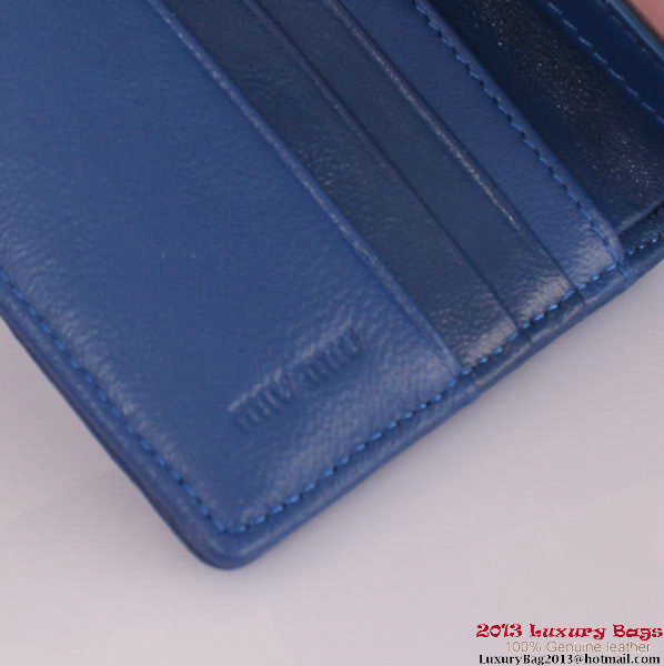 miu miu Matelasse Shiny Sheepskin Leather Wallet 8012 Blue