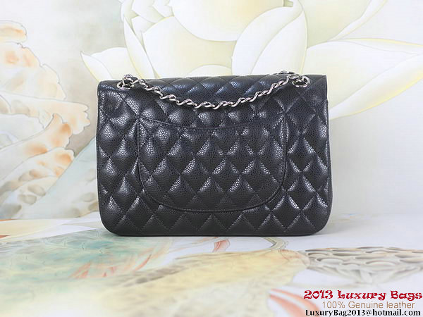 Chanel 2.55 Classic Flap Bag Black Original Cannage Patterns Leather Silver Chanel 2.55 Classic Flap Bag Black Original Cannage Patterns Leather Silver
