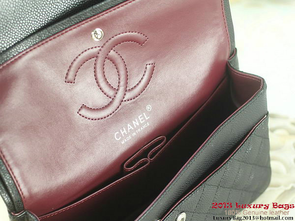 Chanel 2.55 Classic Flap Bag Black Original Cannage Patterns Leather Silver Chanel 2.55 Classic Flap Bag Black Original Cannage Patterns Leather Silver