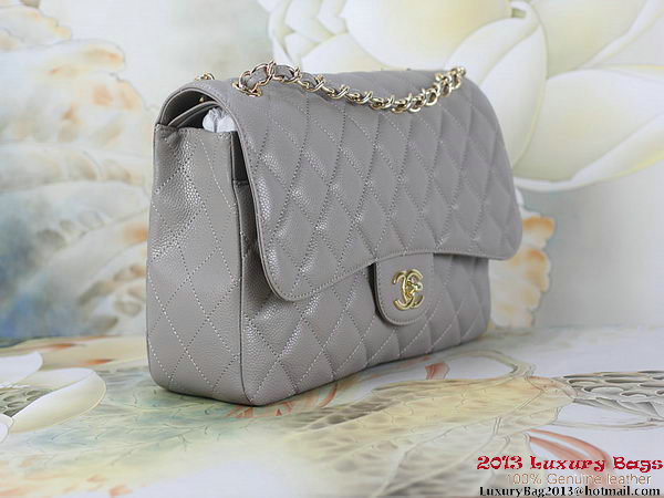 Chanel Classic Flap Bag Gray Original Cannage Patterns Leather Gold Chanel Classic Flap Bag Gray Original Cannage Patterns Leather Gold