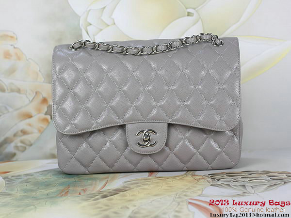 Chanel Classic Flap Bag Gray Original Cannage Patterns Leather Silver Chanel Classic Flap Bag Gray Original Cannage Patterns Leather Silver