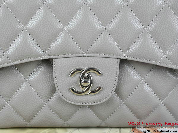 Chanel Classic Flap Bag Gray Original Cannage Patterns Leather Silver Chanel Classic Flap Bag Gray Original Cannage Patterns Leather Silver