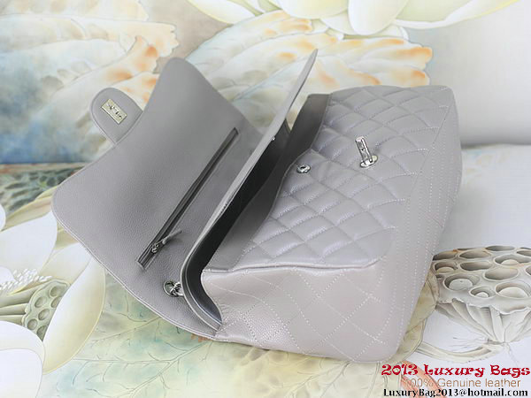 Chanel Classic Flap Bag Gray Original Cannage Patterns Leather Silver Chanel Classic Flap Bag Gray Original Cannage Patterns Leather Silver