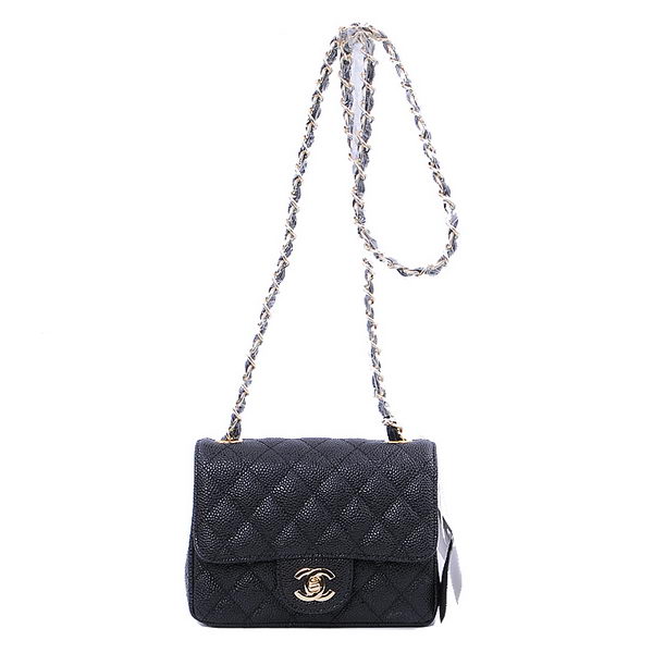 Chanel mini Classic Flap Bag Black Cannage Patterns 1115 Gold