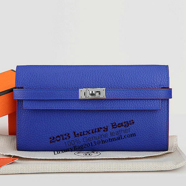 Hermes Kelly Original Leather Bi-Fold Wallet A708 RoyalBlue Hermes Kelly Original Leather Bi-Fold Wallet A708 RoyalBlue