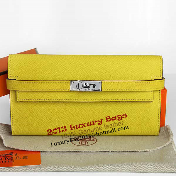 Hermes Kelly Original Saffiano Leather Bi-Fold Wallet A708 Lemon Hermes Kelly Original Saffiano Leather Bi-Fold Wallet A708 Lemon