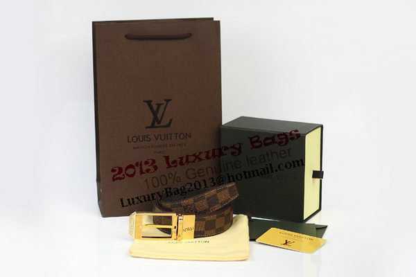 Louis Vuitton Damier Ebene Canvas Belt LV2063 Louis Vuitton Damier Ebene Canvas Belt LV2063
