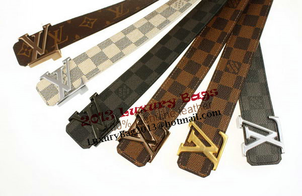 Louis Vuitton Damier Ebene Canvas Belt LV207 Shiny Gold Louis Vuitton Damier Ebene Canvas Belt LV207 Shiny Gold