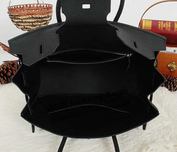 Hermes Birkin 35CM Tote Bag Black Clemence Leather H35 Silver