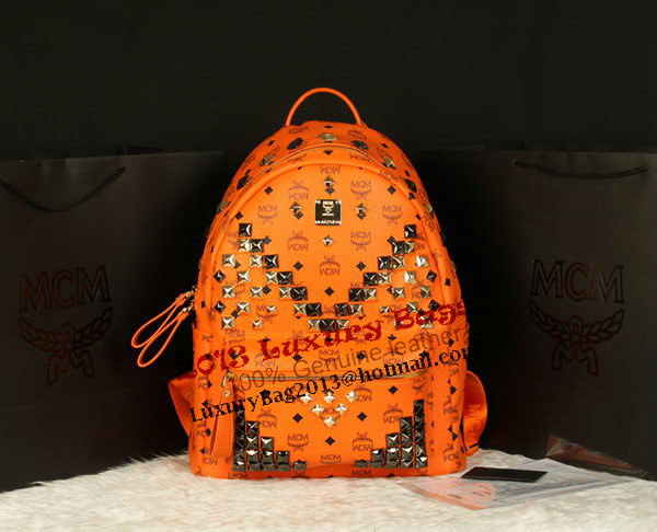 MCM Stark Backpack Jumbo in Calf Leather 8100 Orange MCM Stark Backpack Jumbo in Calf Leather 8100 Orange