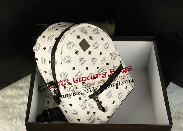 MCM Stark Backpack Large in Calf Leather 8004 White MCM Stark Backpack Large in Calf Leather 8004 White