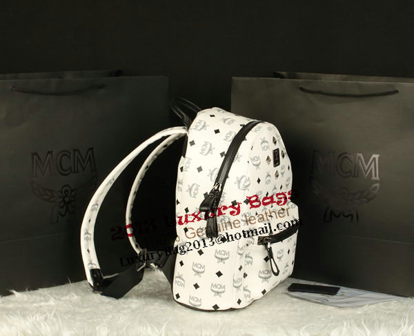 MCM Stark Backpack Large in Calf Leather 8004 White MCM Stark Backpack Large in Calf Leather 8004 White