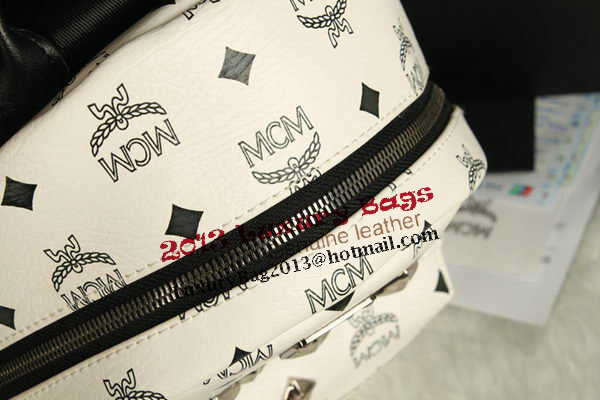MCM Stark Backpack Medium in Calf Leather 8003 White MCM Stark Backpack Medium in Calf Leather 8003 White