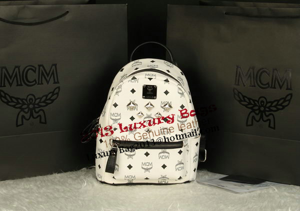 MCM Stark Backpack Medium in Calf Leather 8003 White MCM Stark Backpack Medium in Calf Leather 8003 White