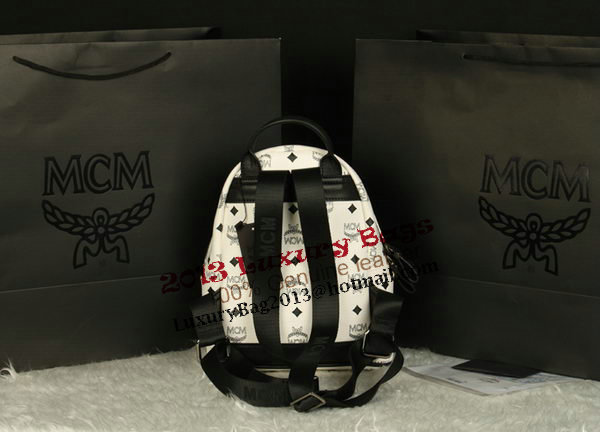 MCM Stark Backpack Medium in Calf Leather 8003 White MCM Stark Backpack Medium in Calf Leather 8003 White