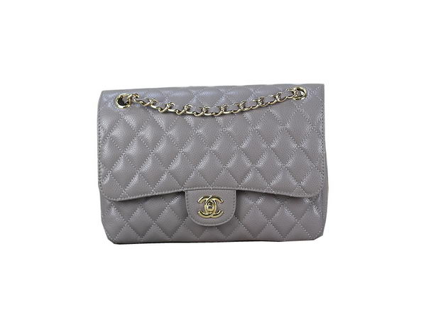 Chanel 2.55 Series Classic Flap Bag 1112 Gray Original Cannage Pattern Leather Gold