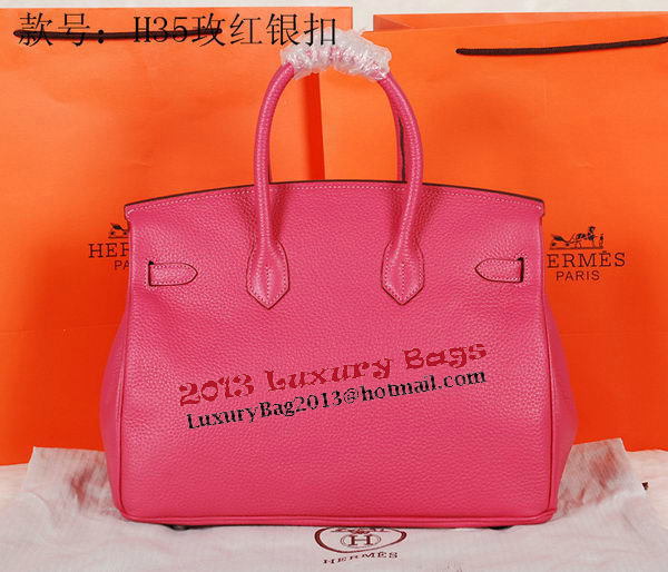 Hermes Birkin 35CM Tote Bag Rose Original Grainy Leather H35 Silver