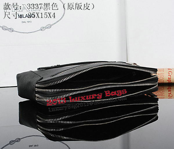 Prada Grainy Calf Leather Briefcase VA0089 Black Prada Grainy Calf Leather Briefcase VA0089 Black