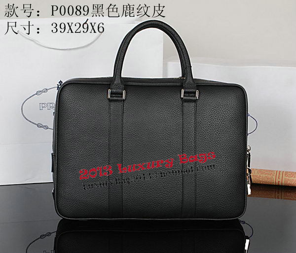 Prada Grainy Calf Leather Briefcase VA0089 Black Prada Grainy Calf Leather Briefcase VA0089 Black