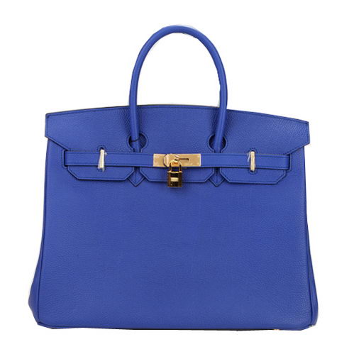 Hermes Birkin 35CM Tote Bag Blue Original Leather H35 Gold