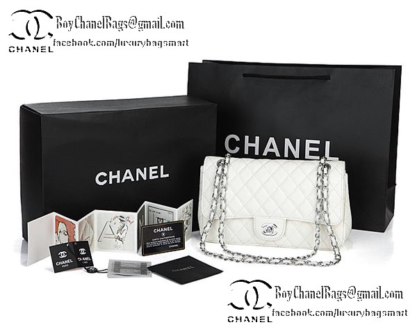 Chanel Classic Flap Bag Cannage Pattern CHA1113 White Chanel Classic Flap Bag Cannage Pattern CHA1113 White