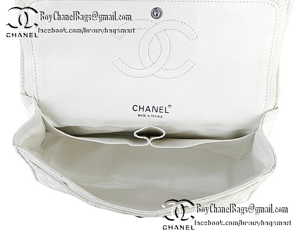 Chanel Classic Flap Bag Cannage Pattern CHA1113 White Chanel Classic Flap Bag Cannage Pattern CHA1113 White