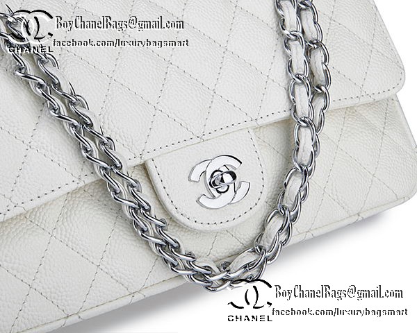 Chanel Classic Flap Bag Cannage Pattern CHA1113 White Chanel Classic Flap Bag Cannage Pattern CHA1113 White