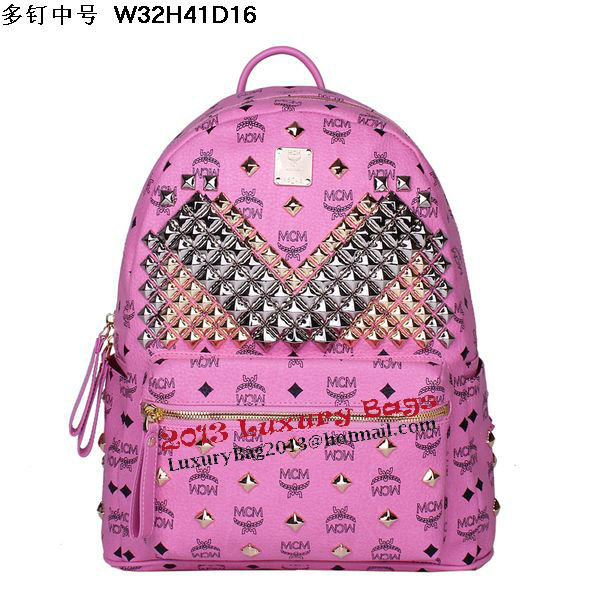MCM Medium Stark Front Studs Backpack MC4238 Rosy MCM Medium Stark Front Studs Backpack MC4238 Rosy