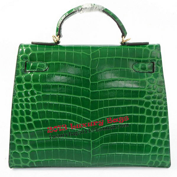 Hermes Kelly 32cm Shoulder Bags Green Iridescent Croco Leather Gold Hermes Kelly 32cm Shoulder Bags Green Iridescent Croco Leather Gold