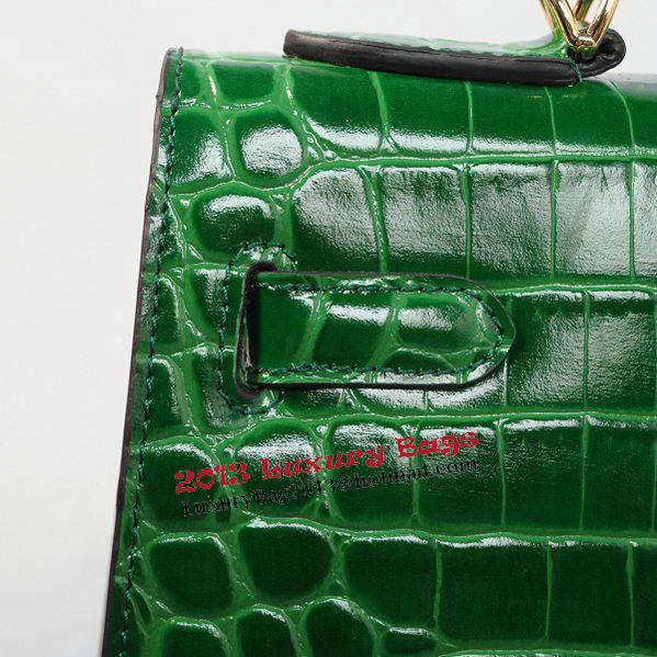 Hermes Kelly 32cm Shoulder Bags Green Iridescent Croco Leather Gold Hermes Kelly 32cm Shoulder Bags Green Iridescent Croco Leather Gold