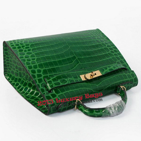 Hermes Kelly 32cm Shoulder Bags Green Iridescent Croco Leather Gold Hermes Kelly 32cm Shoulder Bags Green Iridescent Croco Leather Gold