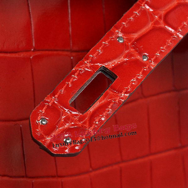 Hermes Kelly 32cm Shoulder Bags Red Iridescent Croco Leather Silver Hermes Kelly 32cm Shoulder Bags Red Iridescent Croco Leather Silver