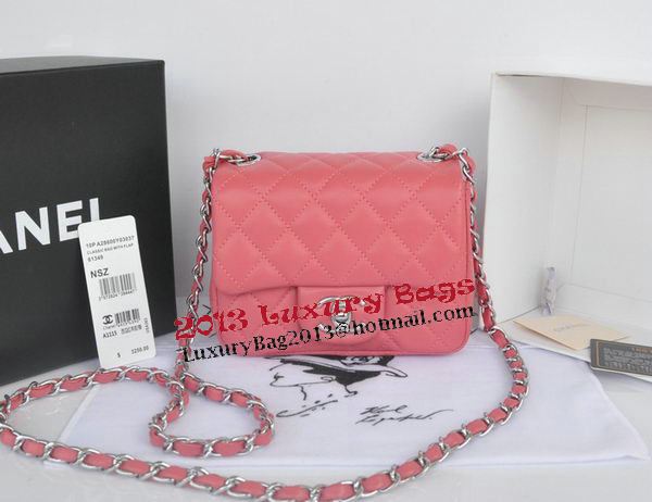 Chanel mini Classic Flap Bag Pink Original Sheekskin CHA1115 Silver