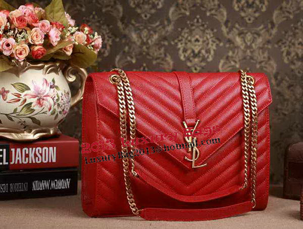 Saint Laurent Classic Monogramme Cannage Pattern Flap Bag Y5480 Red Saint Laurent Classic Monogramme Cannage Pattern Flap Bag Y5480 Red