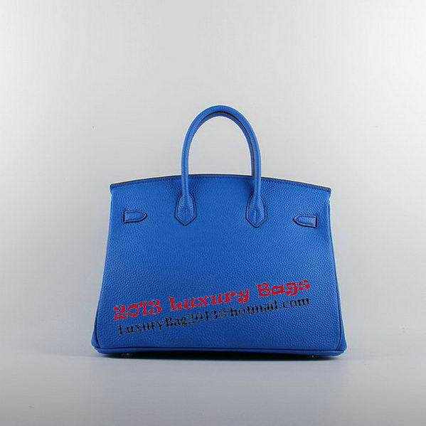 Hermes Birkin 35CM Tote Bags Blue Grainy Leather H-35 Silver