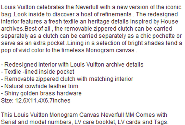 LOUIS VUITTON M40996 MONOGRAM CANVAS NEVERFULL MM FUCHSIA LOUIS VUITTON M40996 MONOGRAM CANVAS NEVERFULL MM FUCHSIA