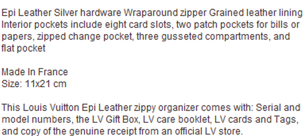 LOUIS VUITTON M6385N EPI LEATHER ZIPPY ORGANIZER BLACK LOUIS VUITTON M6385N EPI LEATHER ZIPPY ORGANIZER BLACK