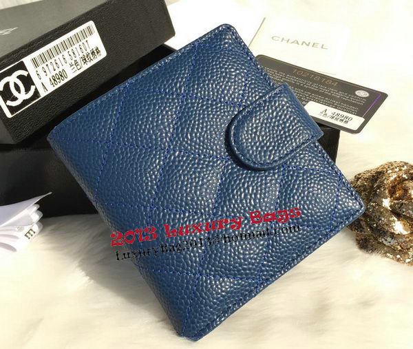 Chanel Matelasse Bi-Fold Wallet Cannage Patterns A48980 Blue Chanel Matelasse Bi-Fold Wallet Cannage Patterns A48980 Blue