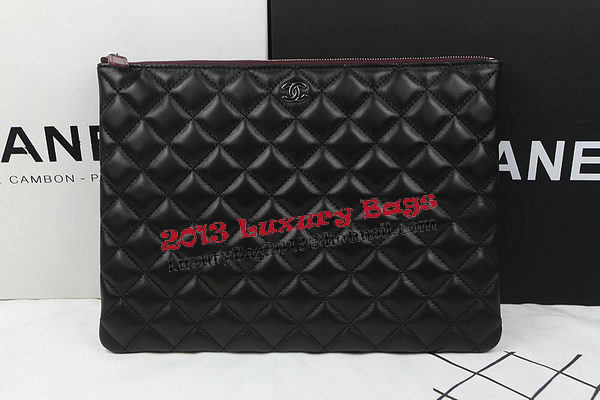 Chanel Clutch Bag Black Original Sheepskin A69254 A69253 A69252 Silver