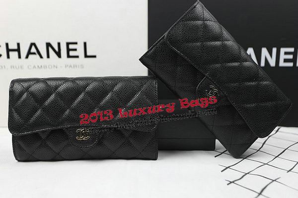 Chanel Tri-Fold Wallet Black Original Cannage Pattern A31506 Gold Chanel Tri-Fold Wallet Black Original Cannage Pattern A31506 Gold