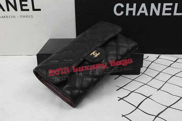 Chanel Tri-Fold Wallet Black Original Cannage Pattern A31506 Gold Chanel Tri-Fold Wallet Black Original Cannage Pattern A31506 Gold
