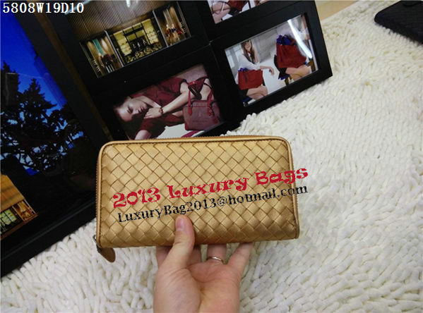 Bottega Veneta Intrecciato Nappa Zip Around Wallet BV5808 Gold Bottega Veneta Intrecciato Nappa Zip Around Wallet BV5808 Gold