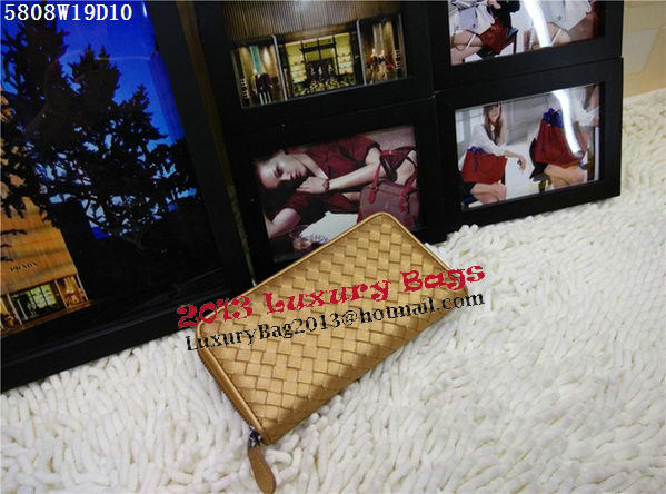Bottega Veneta Intrecciato Nappa Zip Around Wallet BV5808 Gold Bottega Veneta Intrecciato Nappa Zip Around Wallet BV5808 Gold